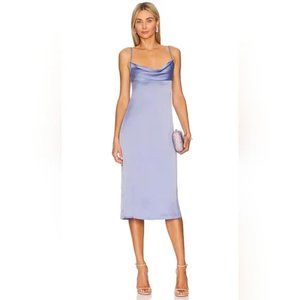 WeWoreWhat Women's Slate Blue Cowl Satin Charmeuse Midi Dress NWT Size 4